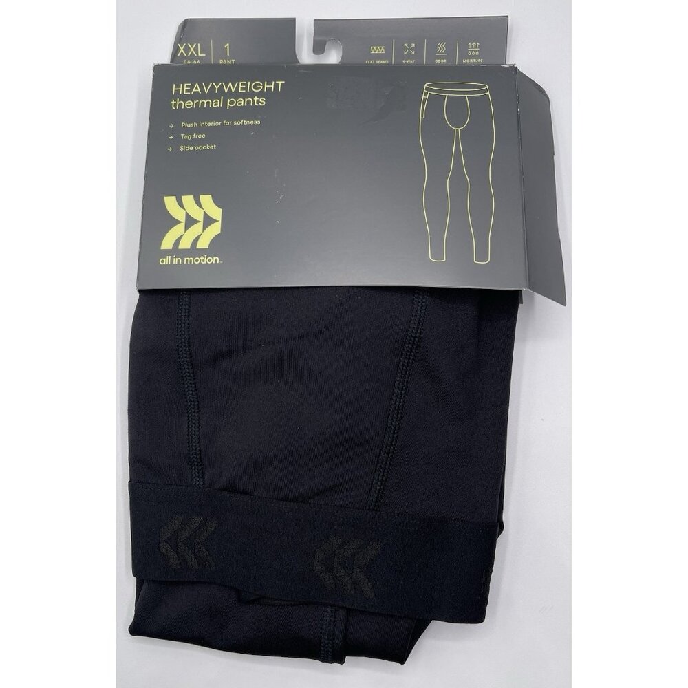 All in Motion Mens Thermal Pants Base‎ Layers Black  Size XXL 44-46 Heavyweight